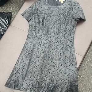 Michael Kors Gray Short-Sleeve Printed Fit-and-Flare Dress